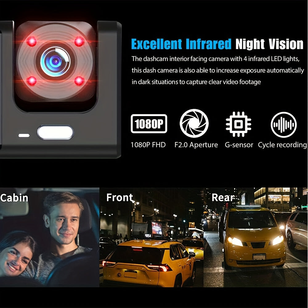 2025 New Arrival Safe Driving 3 Channel Camera Cycle Video Recorder