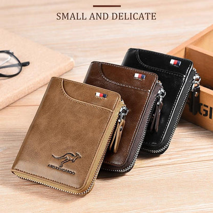 (🎁2025 New Year Hot Sale🎁)Men Wallet Zipper Genuine Leather Purse ( RFID PROTECTED )