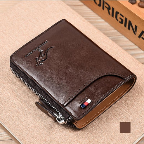 (🎁2025 New Year Hot Sale🎁)Men Wallet Zipper Genuine Leather Purse ( RFID PROTECTED )