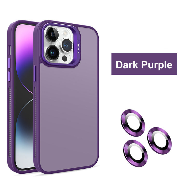 Translucent Frosted Metal Lens Frame Holder Mobile Phone Case