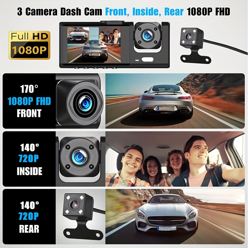 2025 New Arrival Safe Driving 3 Channel Camera Cycle Video Recorder