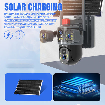 2025 New Hot Sale  Triple-Lens Solar 360¡ã Dome Camera