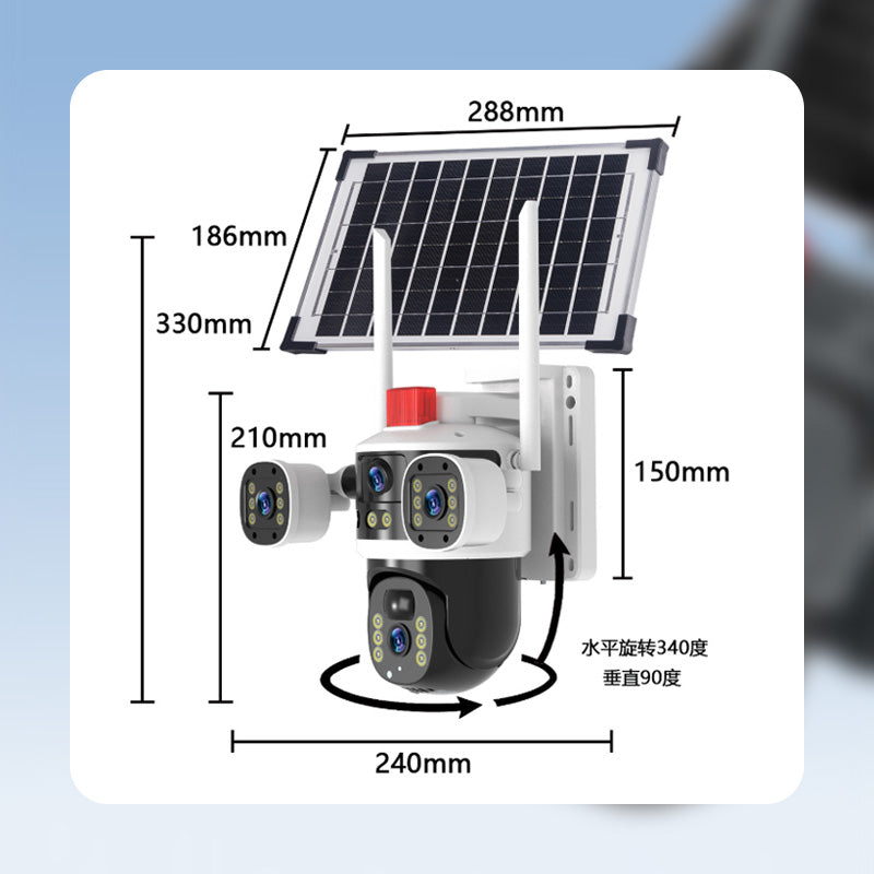 2025 New Hot Sale  Triple-Lens Solar 360¡ã Dome Camera